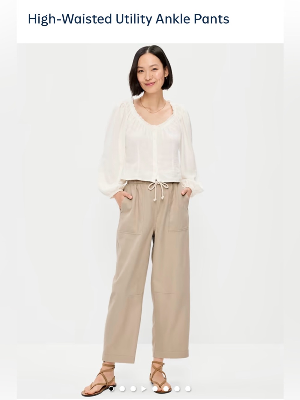 Old Navy Women’s High-Waisted Utility Ankle Pants - Beige - NWOT
